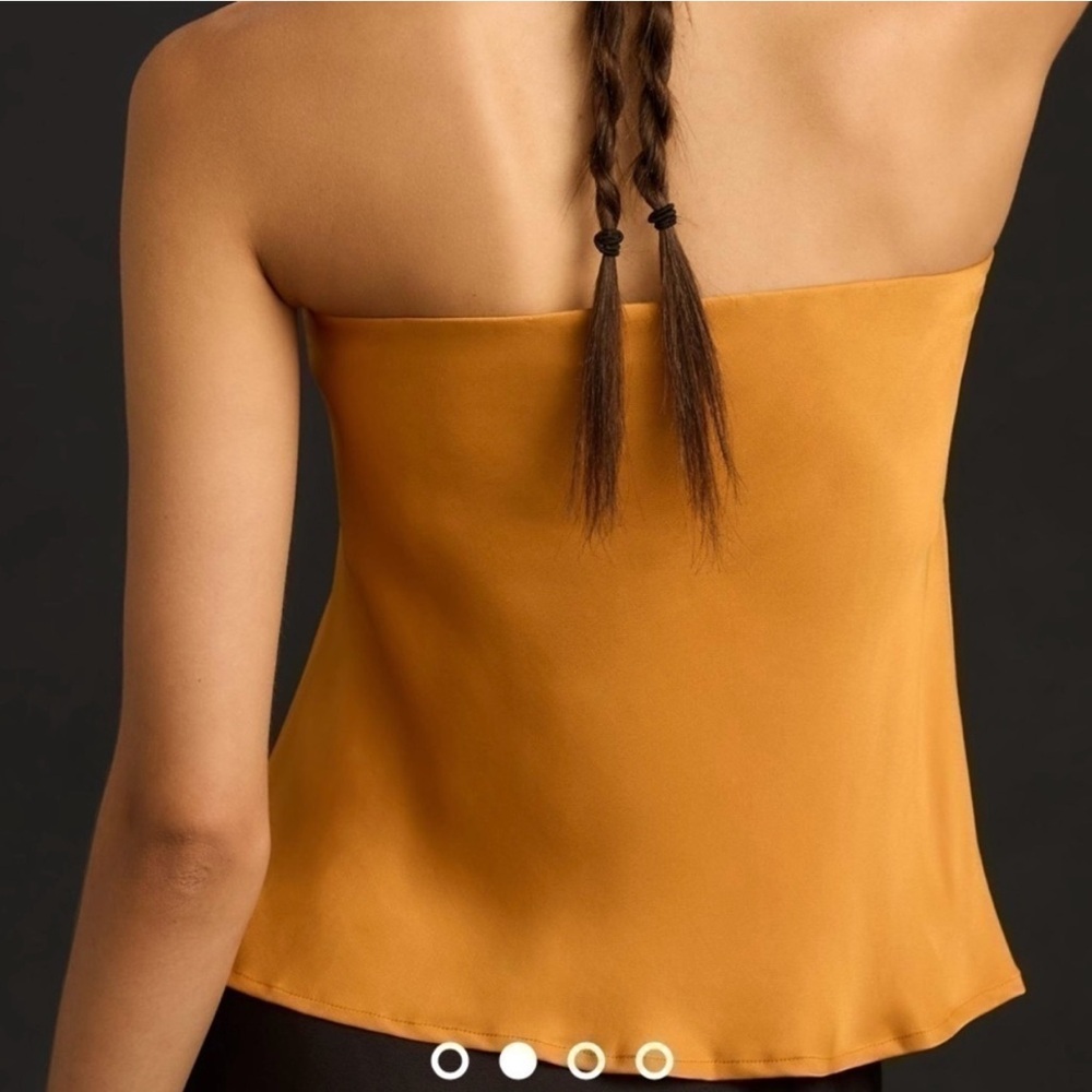 Anthropologie Gold Silky Strapless Top Size M - Picture 2 of 10